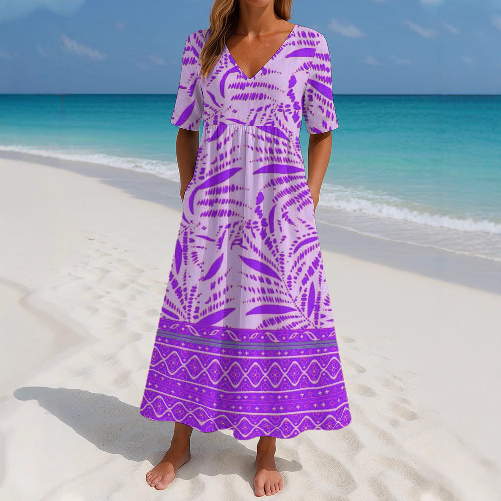 Women's Loose Fashion Printed Short Sleeve Dress