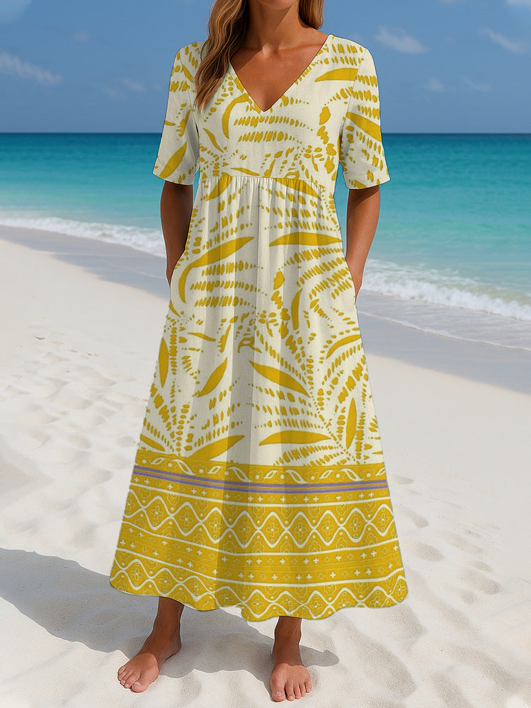 Women's Loose Fashion Printed Short Sleeve Dress