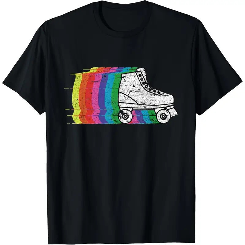 Vintage 70s Roller Skate Graphic Tee - Soft Cotton, Short Sleeve, Crew Neck T-Shirt For Men & Women - Perfect Gift Idea