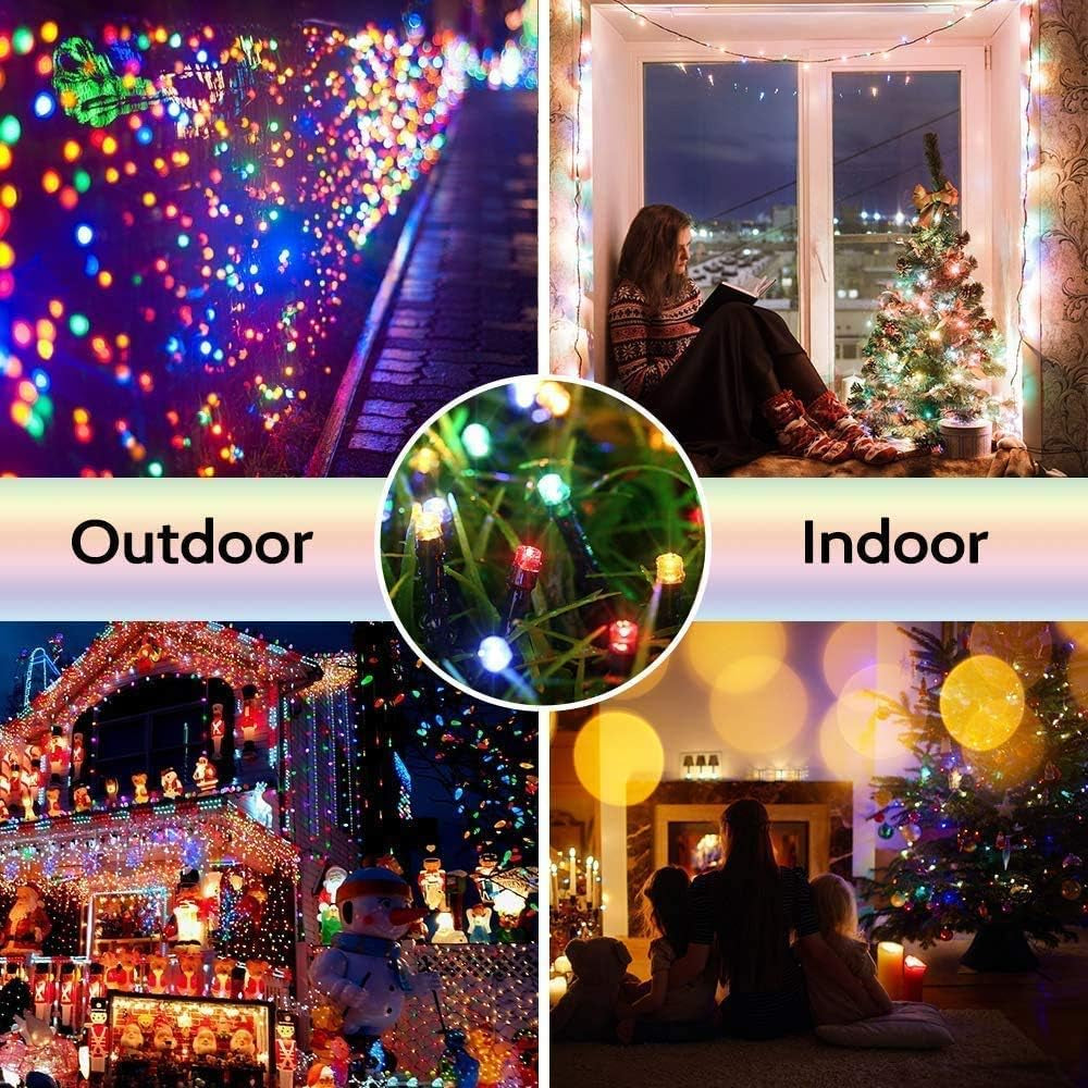 Christmas Lights Outdoor 82Ft 200 LED String Lights 8 Modes Timer Indoor Outdoor Fairy Twinkle Lights for Christmas Trees Decorations(Multi-Color)