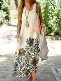 Women's Loose All-matching Creative Floral Deep V-neck Sleeveless Dress