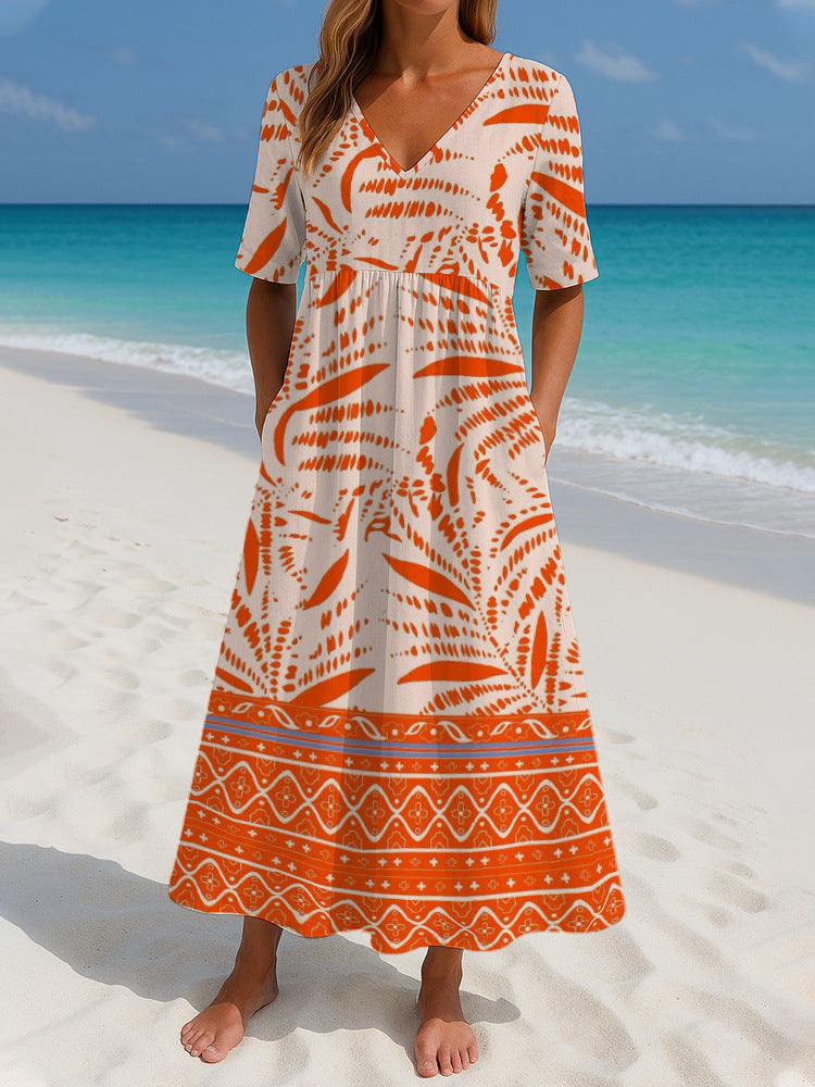 Women's Loose Fashion Printed Short Sleeve Dress