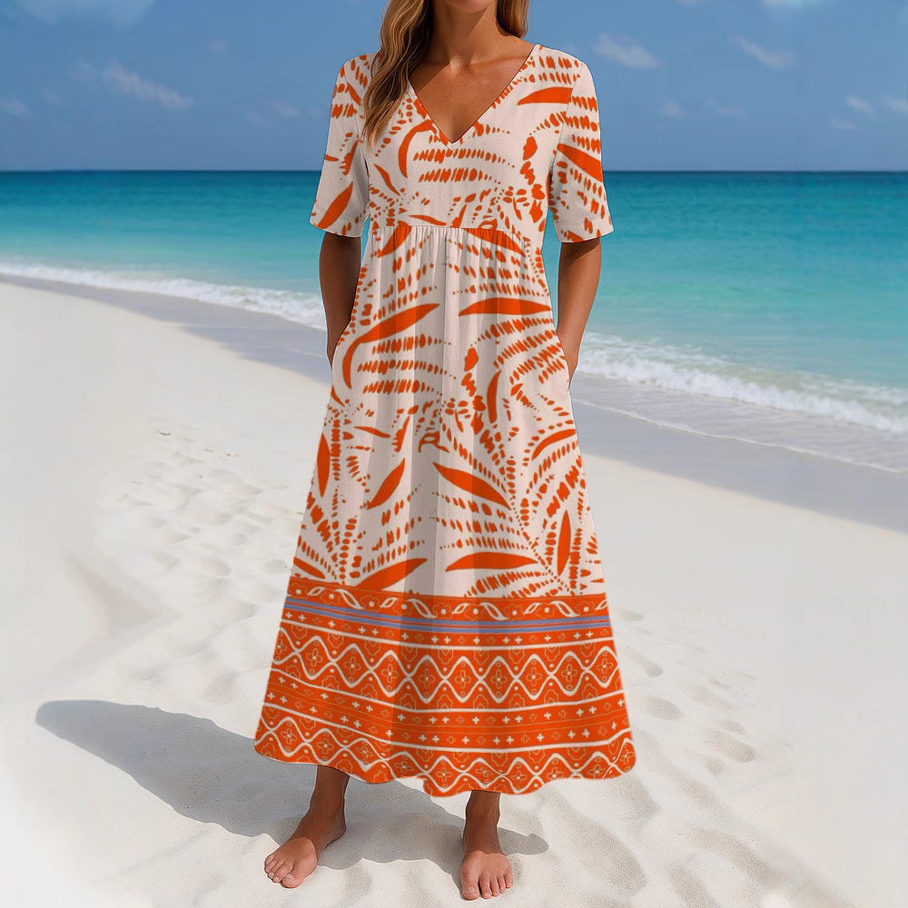 Women's Loose Fashion Printed Short Sleeve Dress