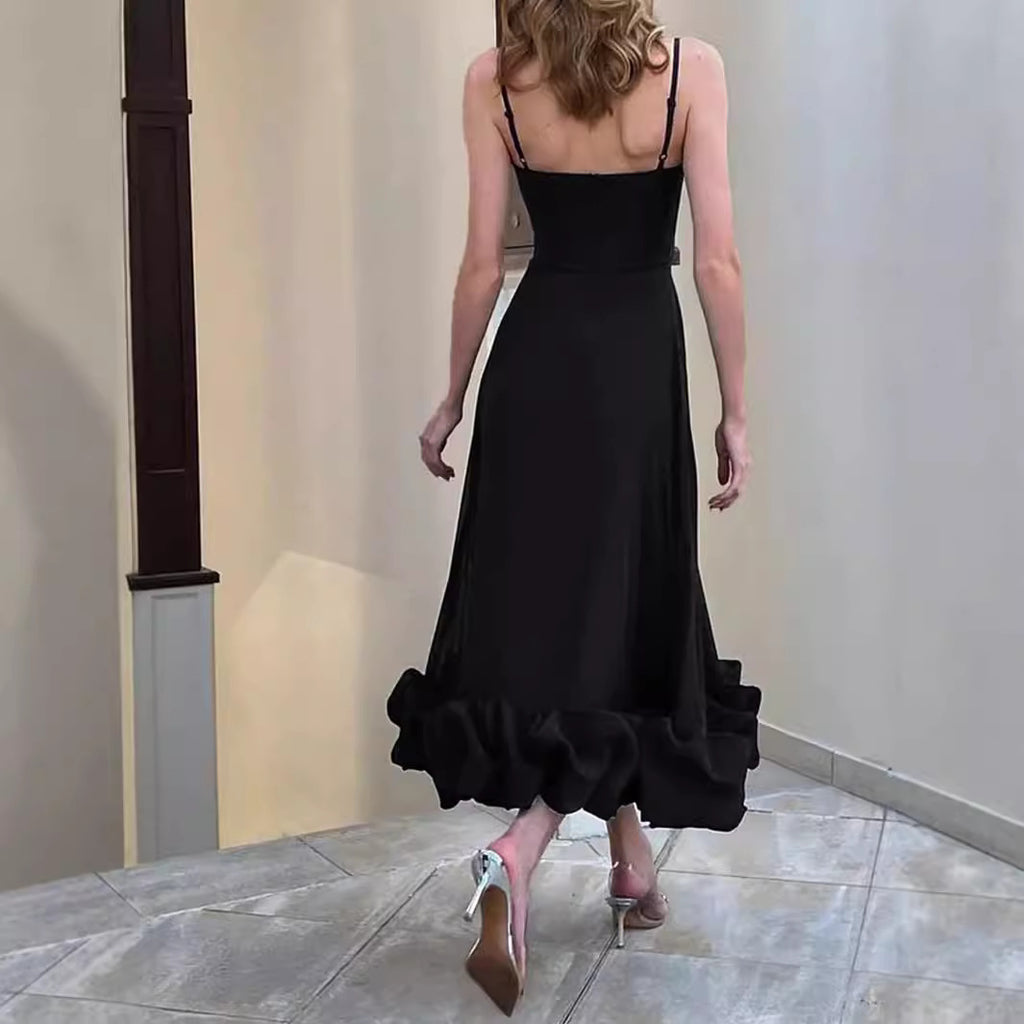 Sling Ball Large Skirt Solid Color Dress Women