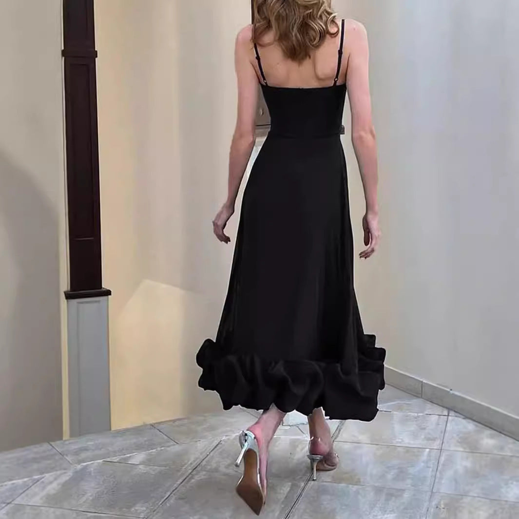 Sling Ball Large Skirt Solid Color Dress Women