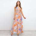 Summer Printed Round Neck Sleeveless Dress Halter Long