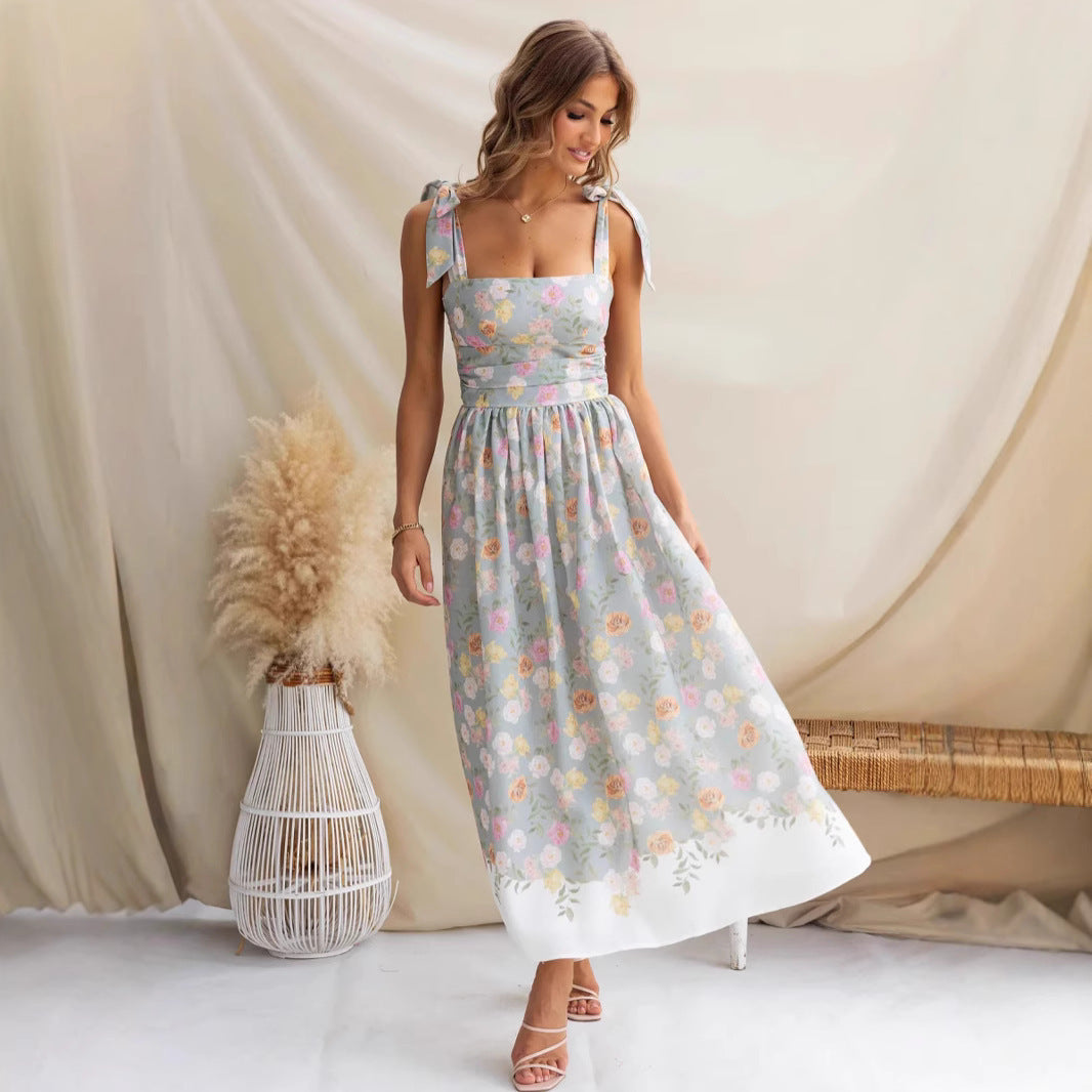 Holiday Floral Tight Waist Slim-fit Assorted Colors Dress