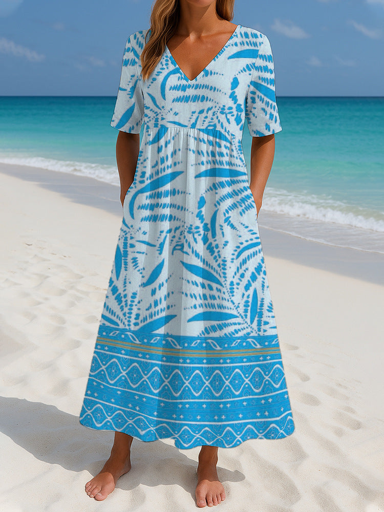 Women's Loose Fashion Printed Short Sleeve Dress