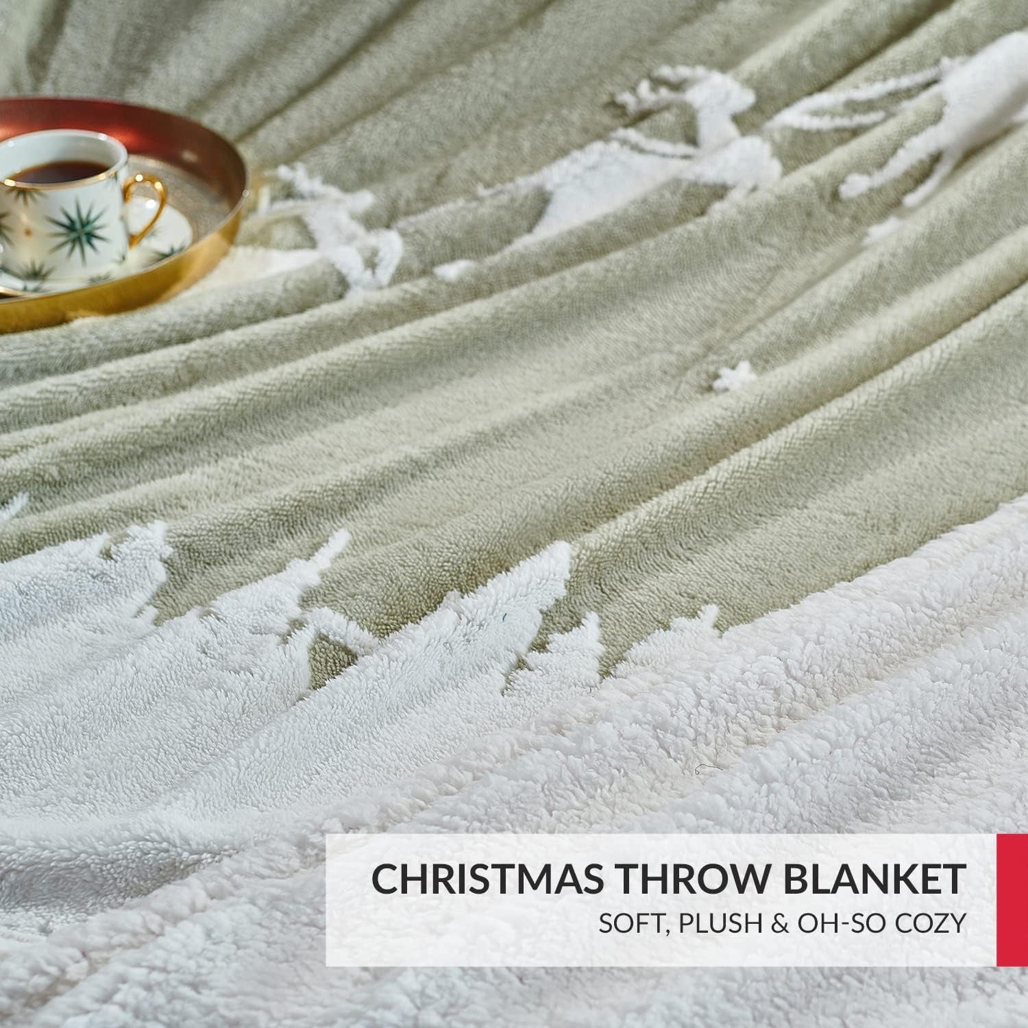 Christmas Blanket Sherpa Throw - 50X60 Santa Grey - Soft, Cozy, Warm - Perfect for Holiday Clearance - Winter Decorations for Home