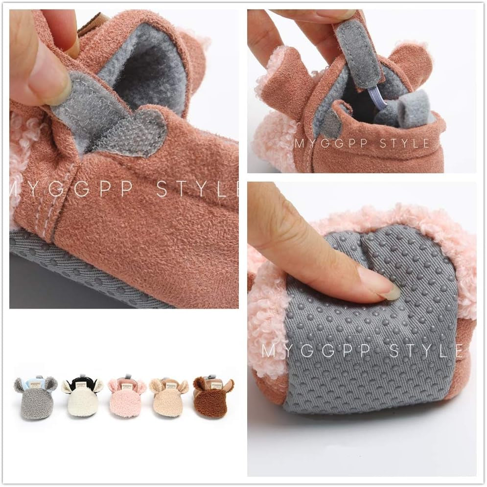 Baby Boy Girl Fleece Booties Newborn Cozy Winter Warm Socks Toddler Non-Slip Soft Sole Crib Shoes…