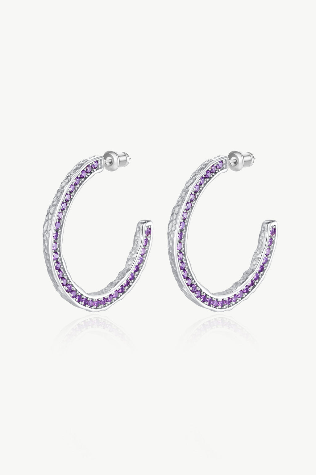 Silver Zirconia Molten C Hoop Earrings