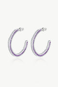 Silver Zirconia Molten C Hoop Earrings