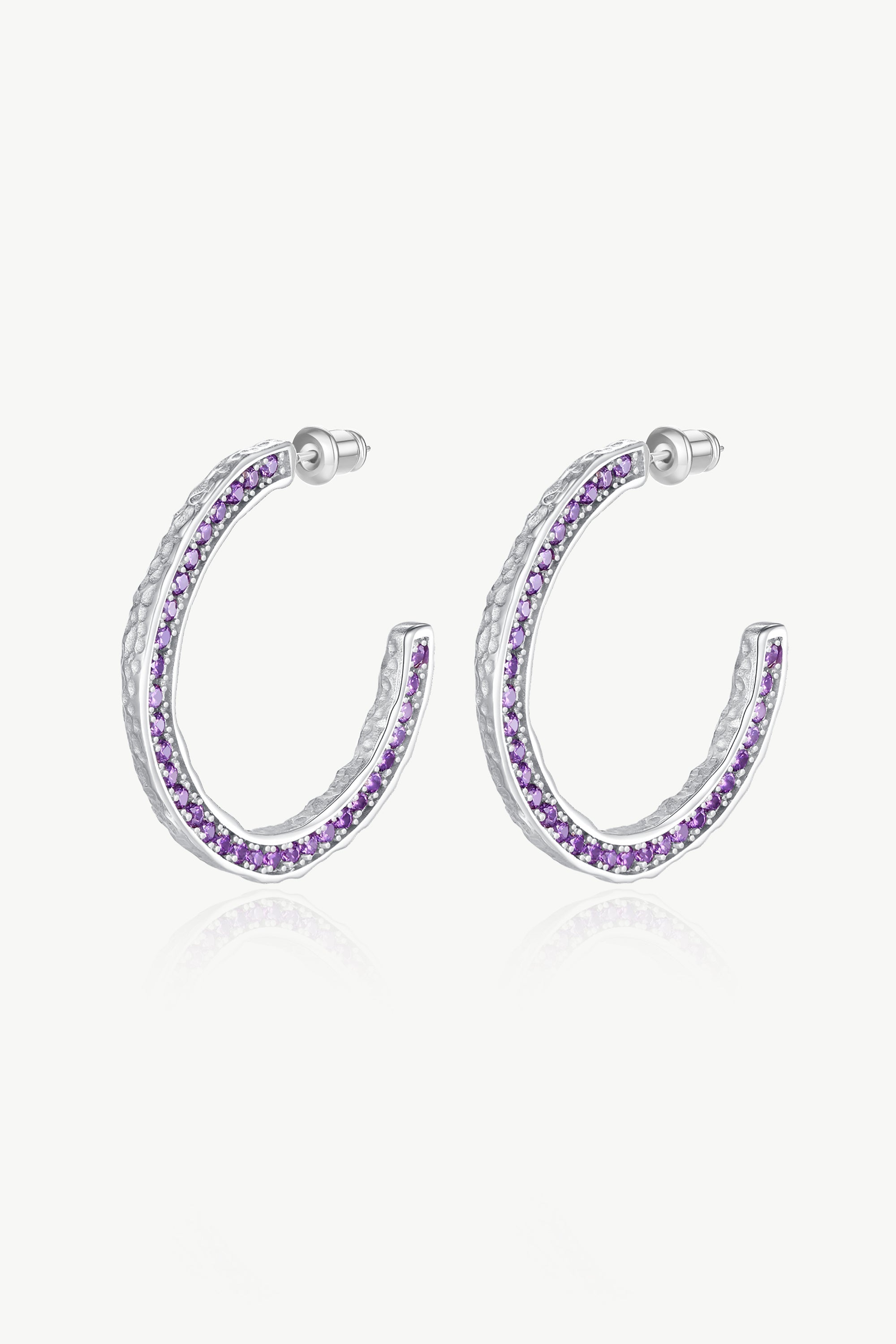 Silver Zirconia Molten C Hoop Earrings